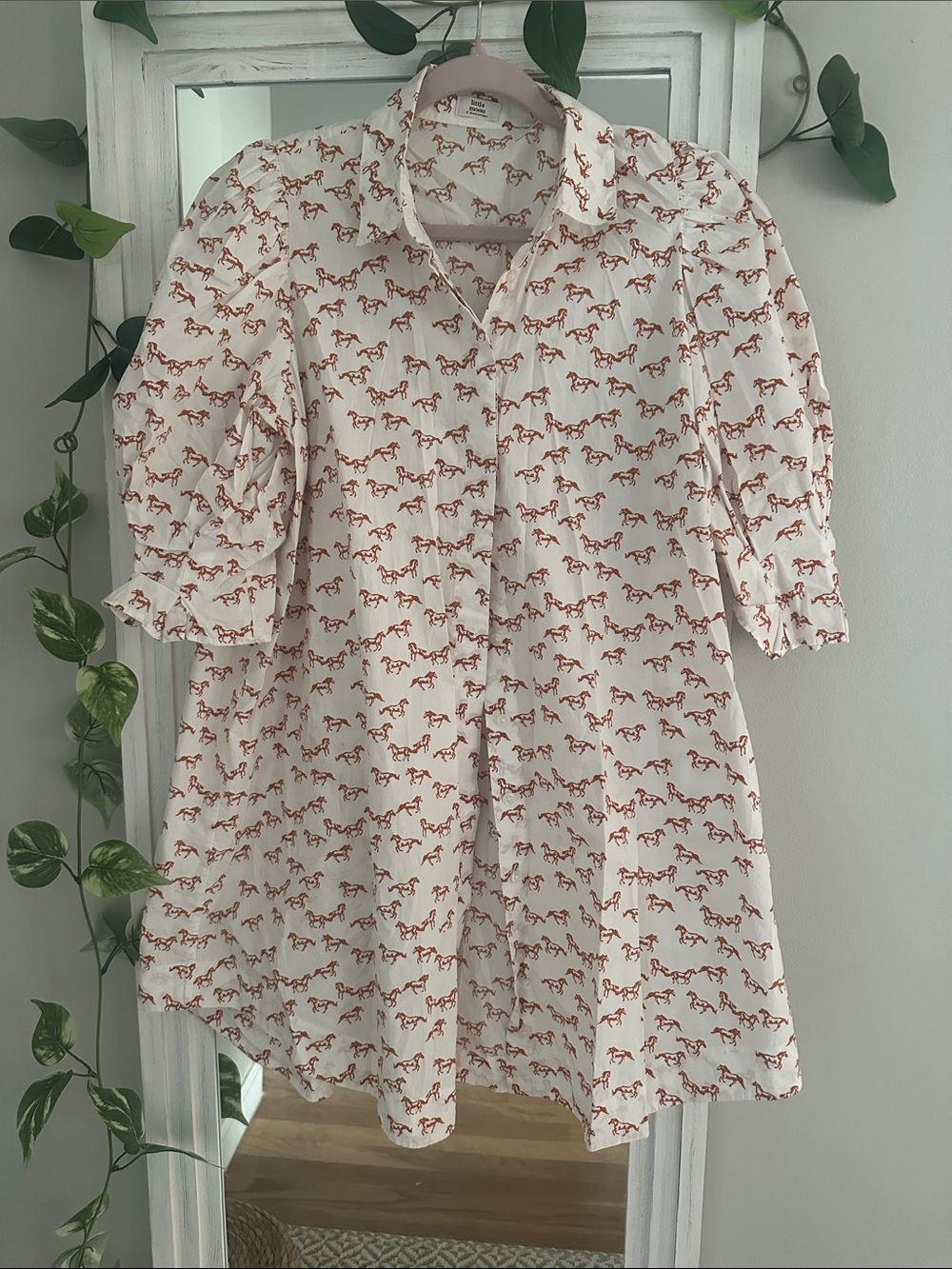 Little moon for Artizia White Shirt Dress with Rust Horse Print